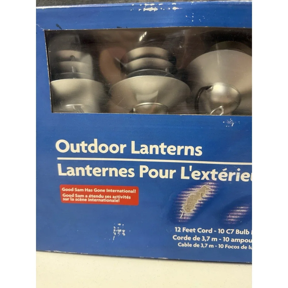 Vintage Good Sam Outdoor Lanterns String Lights 12 Ft 10 C7 Bulbs RV Camper